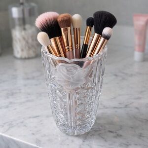 Vintage Anna Hutte Bleikristall 24% lead crystal frosted rose vase